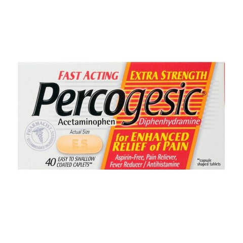 Percogesic, Fast Acting Extra Strength Pain Relief Caplets, 40 caplets