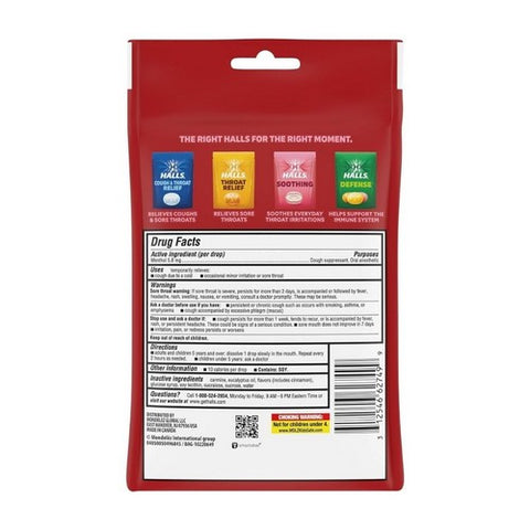 Halls, Mentho-Lyptus Cough Drops, Cherry 30 Each
