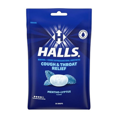 Halls, Mentho-Lyptus Cough Drops, 30 Each