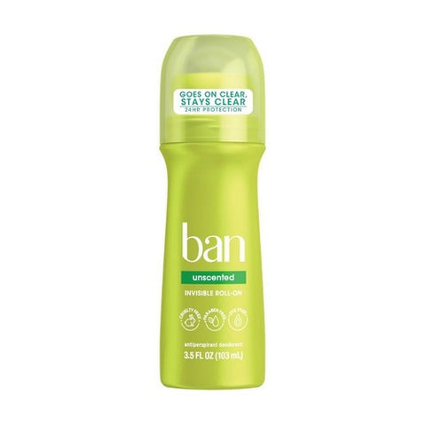 Ban, Antiperspirant Deodorant Roll-On, Unscented 3.5 oz