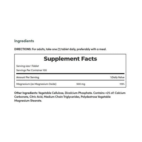 Nature's Bounty, High Potency Magnesium, 500 mg, 100 tabs