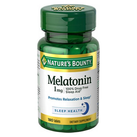 Nature's Bounty, Melatonin Natural Sleep Aid, 1 mg, 180 Tablets