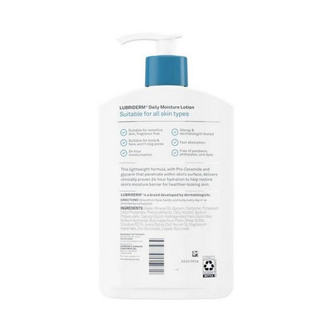 Lubriderm, Daily Moisture Lotion, Fragrance Free 6 oz